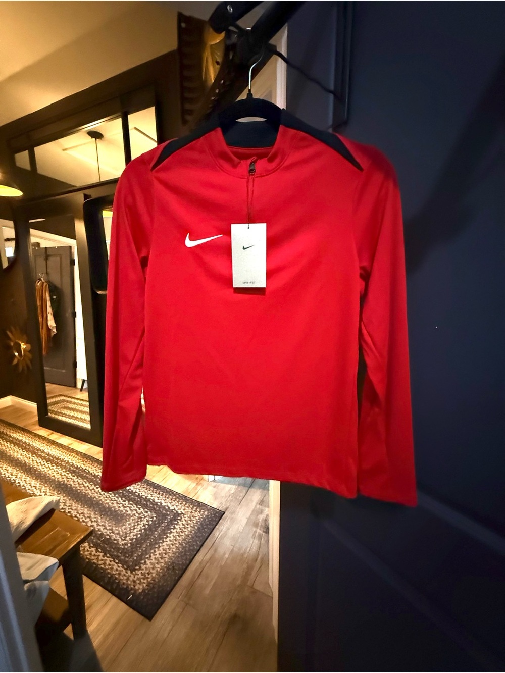 Nike Men’s Red Half-Zip Performance Pullover with Black Trim